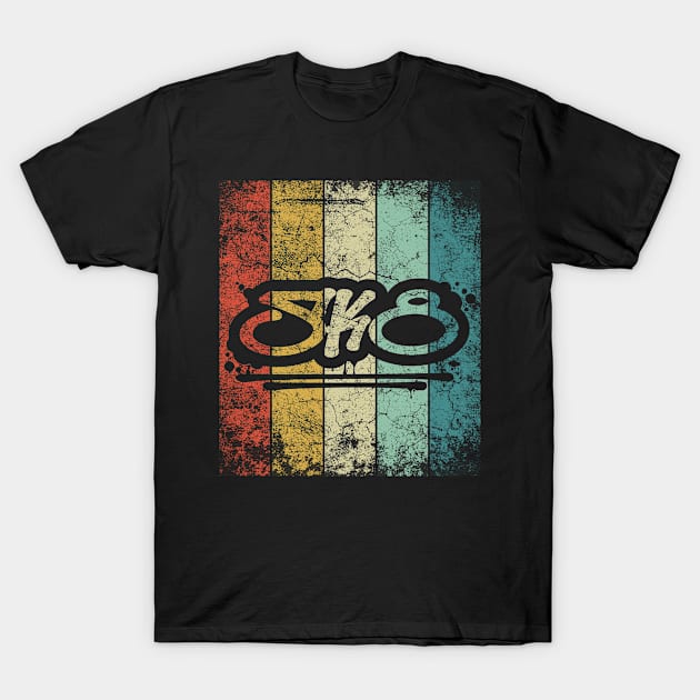 SK8 Vintage Skate Design For Skaters Skateboarding T-Shirt by RK Design